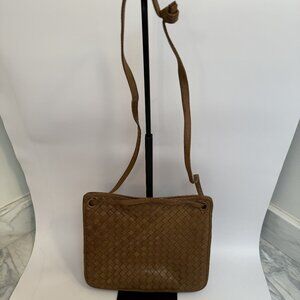 Bottega Veneta Intrecciato Woven Brown Leather Crossbody Purse